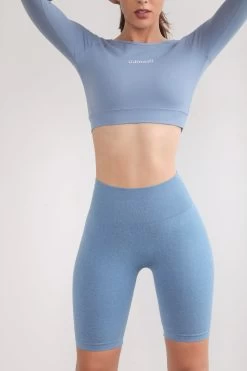 Blue Seamless Contour Biker Shorts -Boutine La IMG 7274