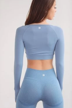 Blue Seamless Contour Biker Shorts