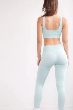 Sky Blue Seamless Ribbed Leggings