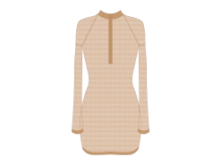 Nude Mesh Zipper Logo Cover-up Dress