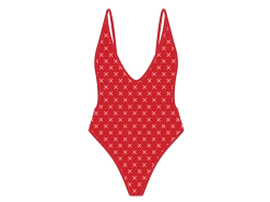Red Logo Print Retro One-Piece