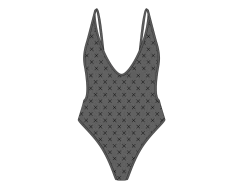 Black-Grey Logo Print Retro One-Piece