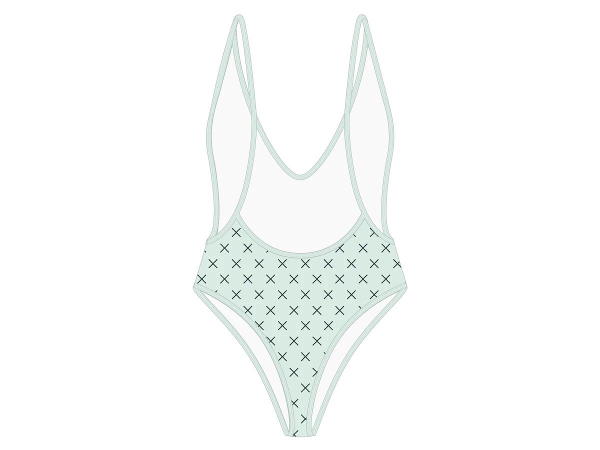 Green Logo Print Retro One-Piece 4 Green Logo Print Retro One-Piece - Image 2