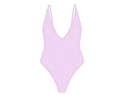 Pink Logo Print Retro One-Piece