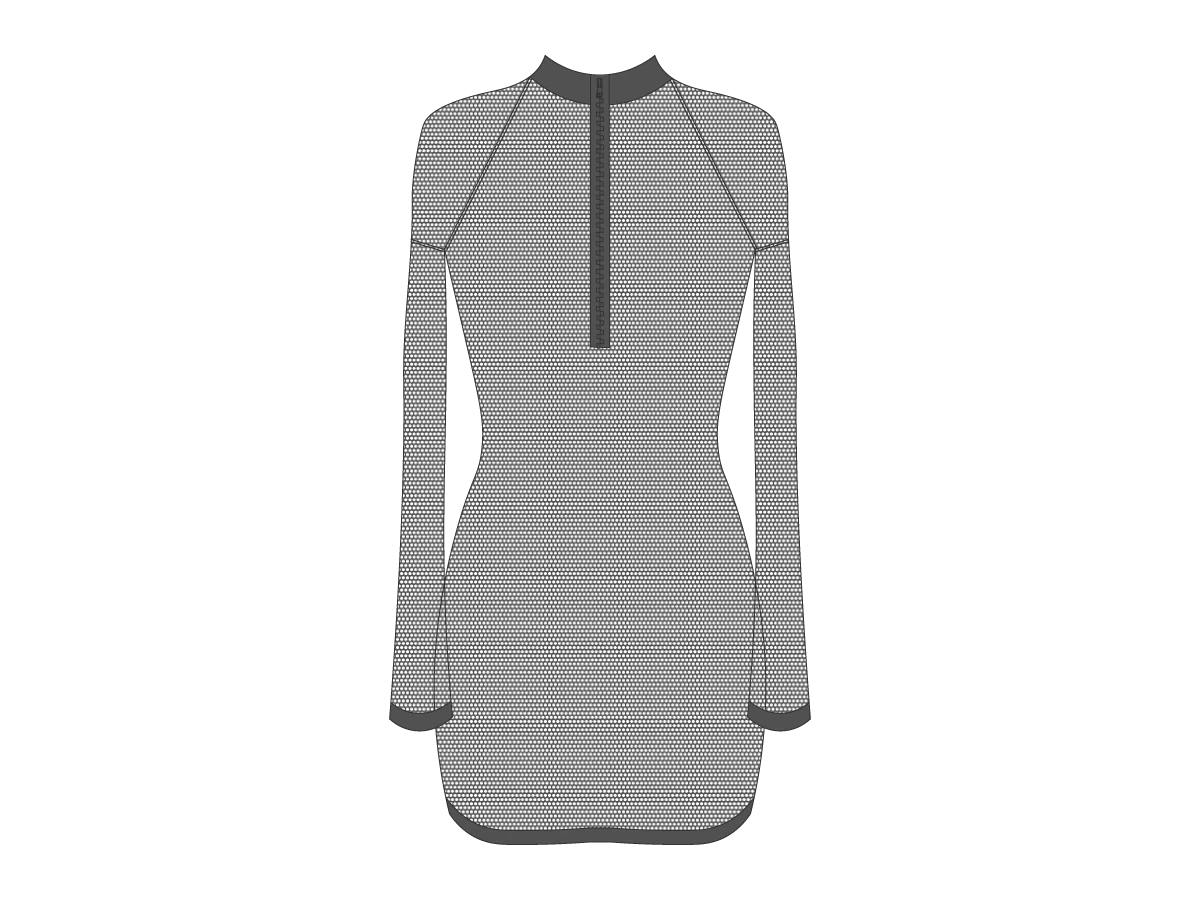 Grey Mesh Zipper Logo Cover-up Dress 4 Grey Mesh Zipper Logo Cover-up Dress - Image 2