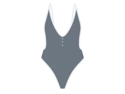 Ocean Blue Adjustable Ribbed Retro One-piece