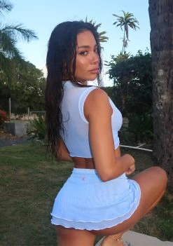 Sky Blue Ombre Mesh Scallop Skirt -Boutine La image 23394fa3 614c 455a 88b4 825791bbbe87